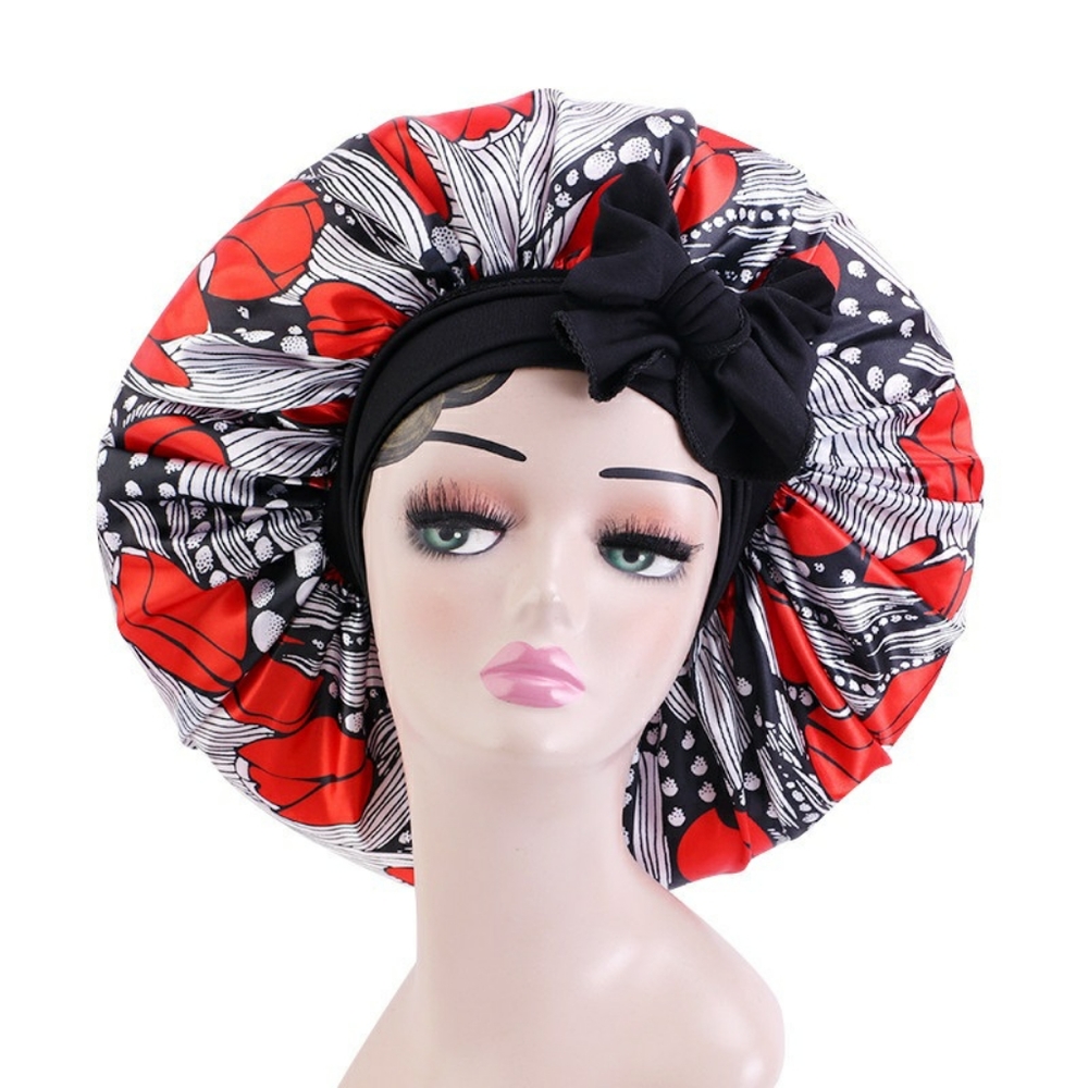 Elastic Band African print Satin Bonnet